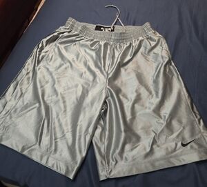 Nike Men's Light Silver Athletic Shorts with Swoosh